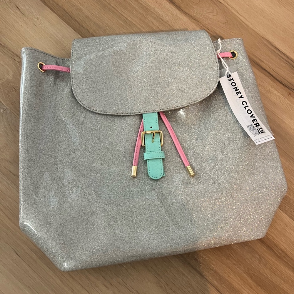 Stoney clover lane silver glitter patent leather glitter backpack 90s New!